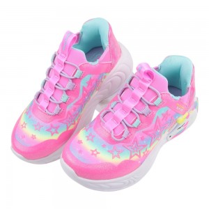 (17~21公分)SKECHERS獨角獸LIGHTS粉紅色中童電燈運動鞋