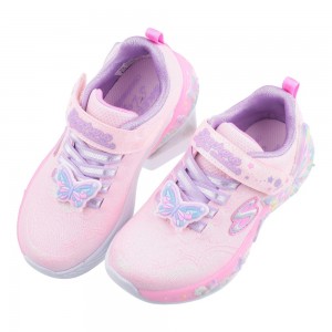 (17~23公分)SKECHERS電燈LIGHTS繽紛蝴蝶粉紅中大童運動鞋