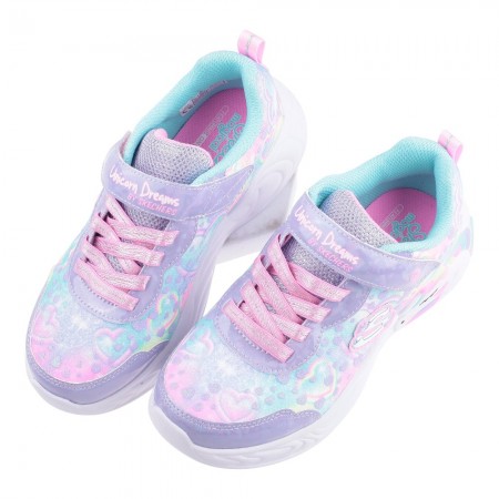 (17~22公分)SKECHERS獨角獸LIGHTS愛心圈圈紫色中童電燈運動鞋