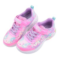 (17~21公分)SKECHERS獨角獸LIGHTS愛心圈圈粉紅中童電燈運動鞋