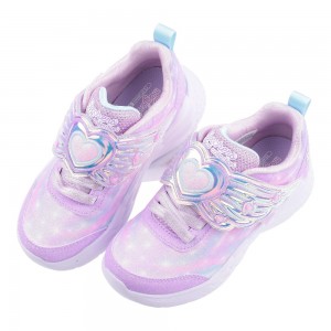(17~23公分)SKECHERS電燈愛心翅膀紫色中大童運動鞋