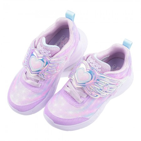 (17~23公分)SKECHERS電燈愛心翅膀紫色中大童運動鞋