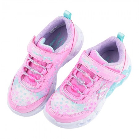 (17~22公分)SKECHERS電燈愛心星光粉色中大童運動鞋