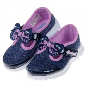 (13~18公分)SKECHERS_GO_WALK系列銀藍紫兒童休閒鞋