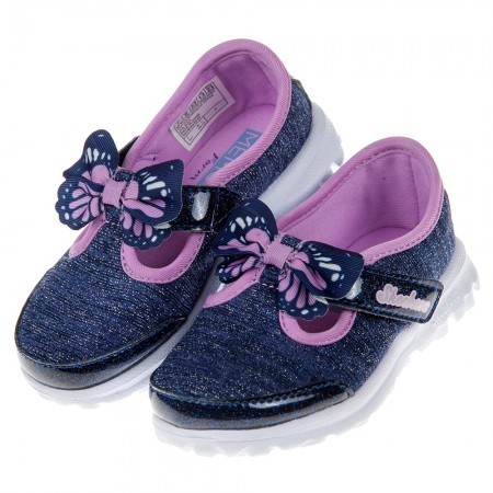 (13~18公分)SKECHERS_GO_WALK系列銀藍紫兒童休閒鞋