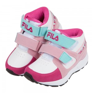 (17~24公分)FILA經典中筒桃粉藍色兒童機能運動鞋