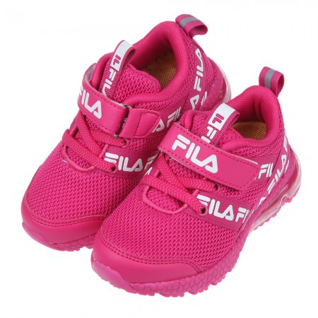 (16~22公分)FILA透氣舒適氣墊桃色橡膠底兒童運動鞋