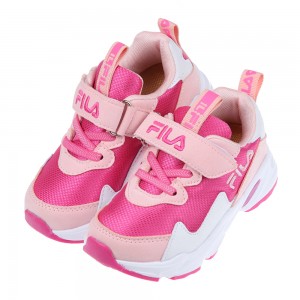 (16~22公分)FILA康特杯系列桃粉色復古潮流兒童運動鞋