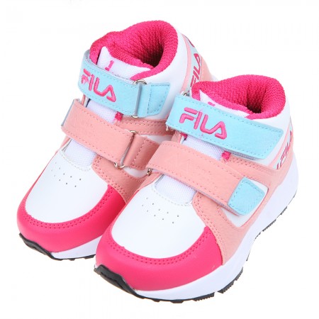 (16~24公分)FILA經典中筒桃粉藍色兒童機能運動鞋