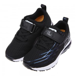 (16~22公分)FILA康特杯系列透氣舒適氣墊黑色兒童運動鞋
