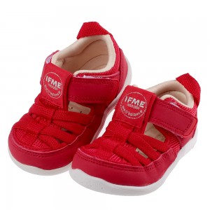 (12.5~15公分)日本IFME極簡紅色寶寶機能水涼鞋