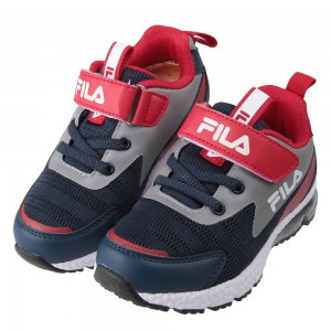 (16~22公分)FILA反光系列康特杯藍紅色兒童氣墊機能運動鞋