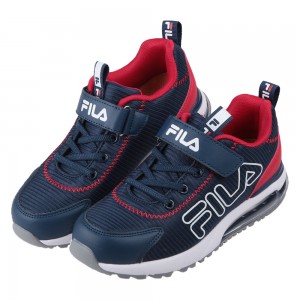 (20~24公分)FILA康特杯斜橫紋深藍兒童氣墊機能運動鞋