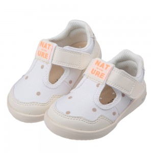 (12.5~15公分)日本IFME點點白色T型寶寶機能學步鞋
