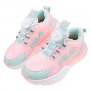 (16~21公分)FILA康特杯粉色旋鈕果凍底兒童機能運動鞋
