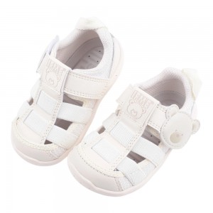 (12-15公分)日本IFME可愛熊白色寶寶機能水涼鞋