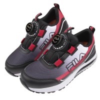 (19~24公分)FILA旋鈕氣墊帥勁黑紅中童大童運動機能鞋
