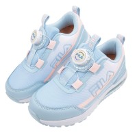 (19~24公分)FILA旋鈕氣墊水靈淺藍中童大童運動機能鞋