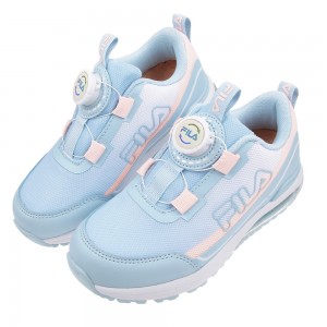 (19~24公分)FILA旋鈕氣墊水靈淺藍中童大童運動機能鞋