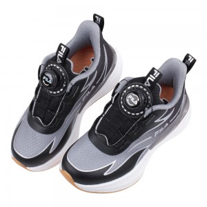 (19~24公分)FILA旋鈕吸震烈焰黑銀色中童大童運動機能鞋 (19~24公分)FILA旋鈕吸震烈焰黑銀色中童大童運動機能鞋