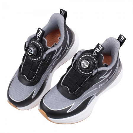 (19~24公分)FILA旋鈕吸震烈焰黑銀色中童大童運動機能鞋 (19~24公分)FILA旋鈕吸震烈焰黑銀色中童大童運動機能鞋