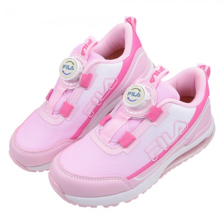 (19~24公分)FILA旋鈕氣墊絕美粉紅中童大童運動機能鞋