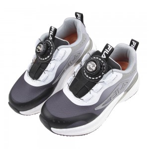 (19~24公分)FILA旋鈕吸震漸變灰黑色中童大童運動機能鞋