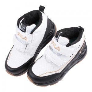 (17~24公分)FILA中筒全穩定黑白色中童大童機能運動鞋 (17~24公分)FILA中筒全穩定黑白色中童大童機能運動鞋