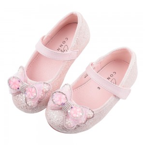 (16~21公分)Connife華麗感蝴蝶結粉色兒童公主鞋