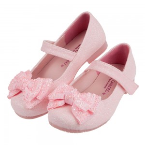 (16.5~21公分)台灣製亮晶粉色裝飾亮片蝴蝶結手工兒童公主鞋