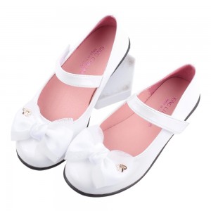 (19~24公分)典雅蝴蝶結佐星星鑽飾亮白色公主鞋