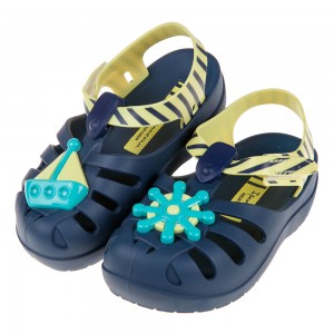 (14~17公分)Ipanema海上小英雄藍黃色寶寶護趾涼鞋香香鞋
