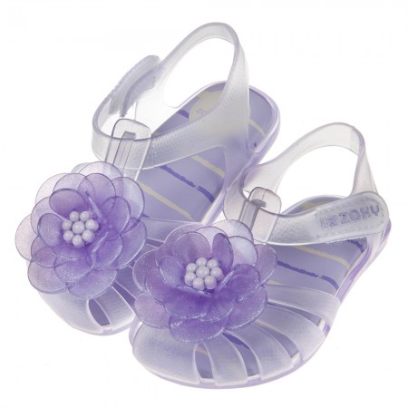 (12.5~17.5公分)ZAXY綺麗山茶花淡紫色寶寶護趾涼鞋香香鞋
