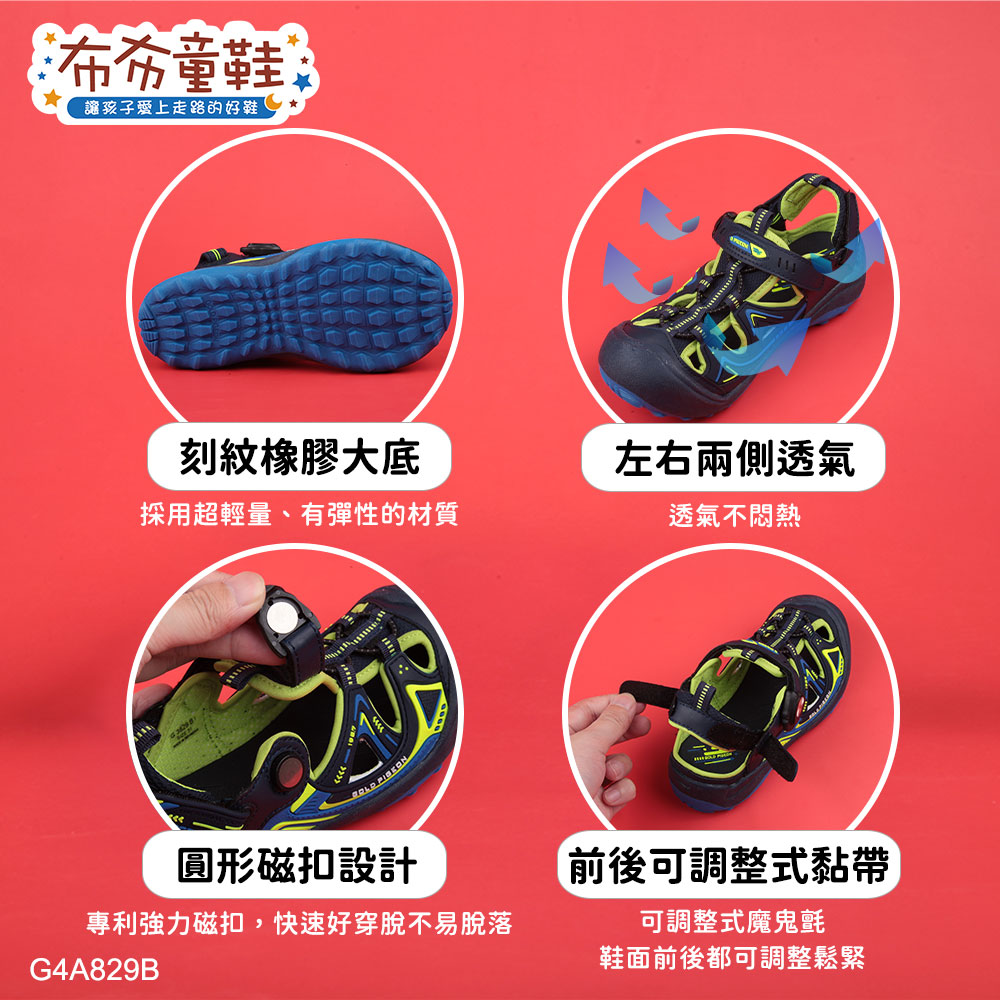 GP戶外越野藍綠色兒童護趾涼鞋